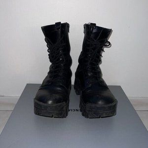 BALENCIAGA Black Bulldozer Lace-Up Boots